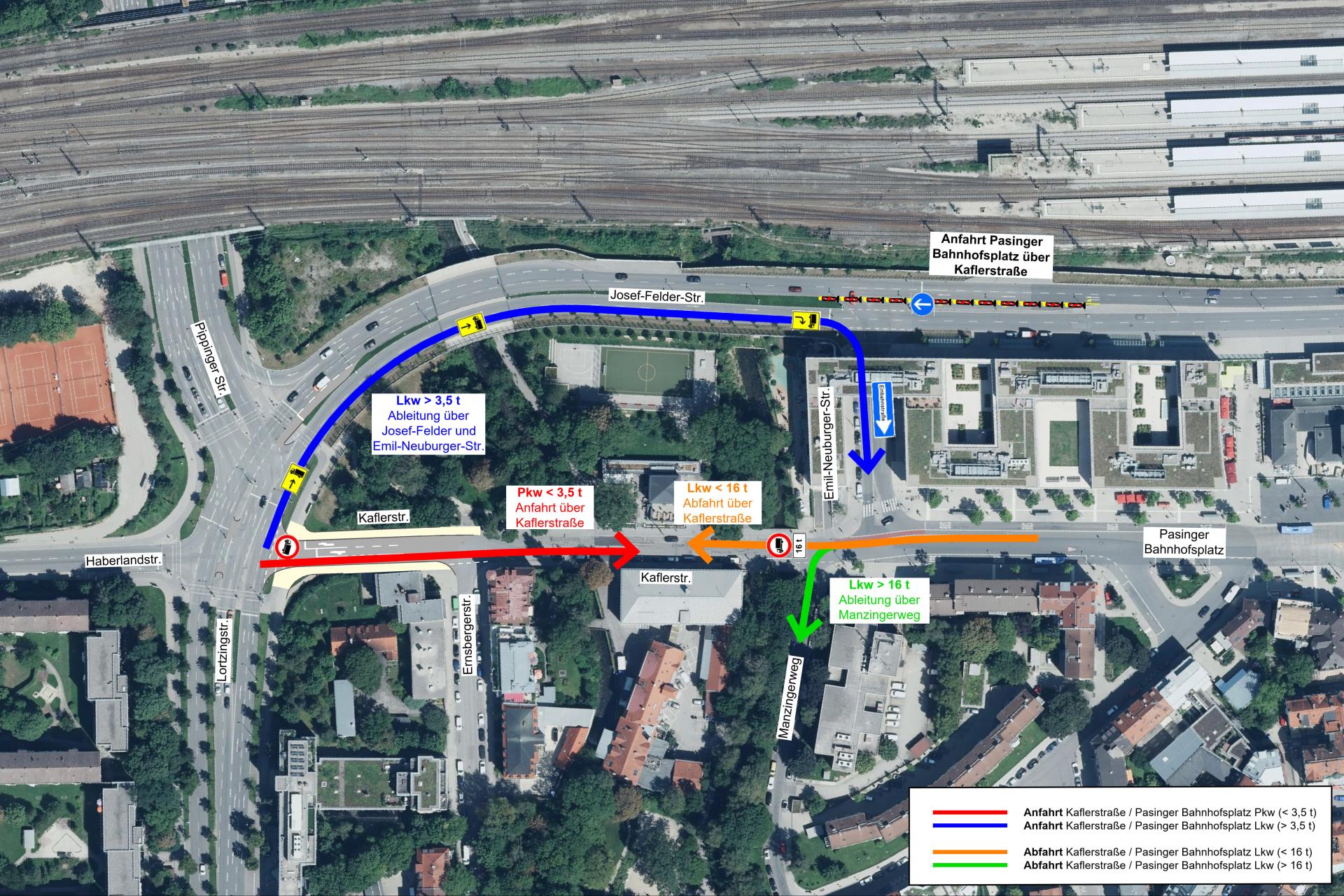 Luftbild Situation Kaflerstraße; Quelle: Baureferat