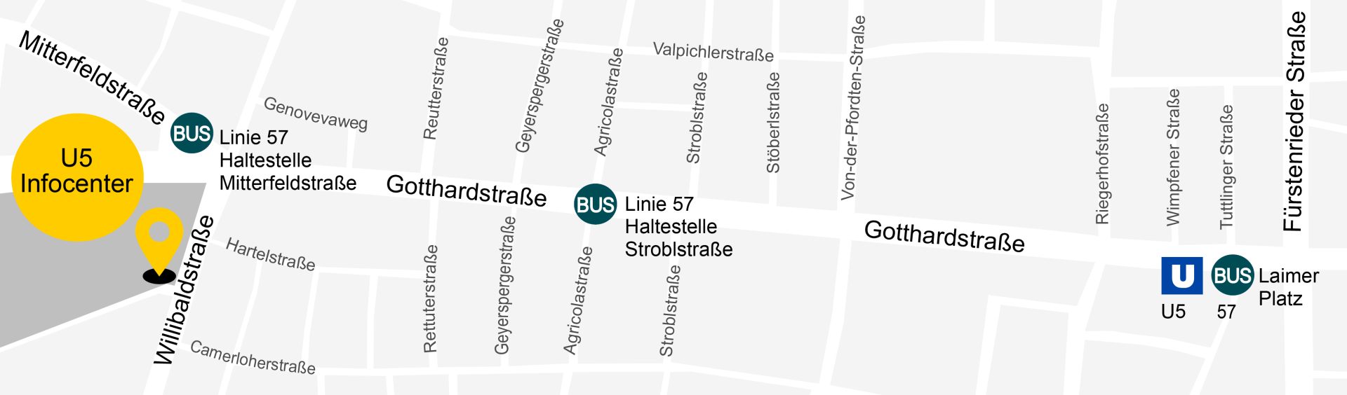 Standort U5 Infocenter in Laim; Lageplan Skizze