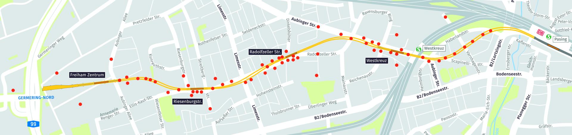 Übersichtslageplan mit geplanten Bohrpositionen; Quelle Baureferat