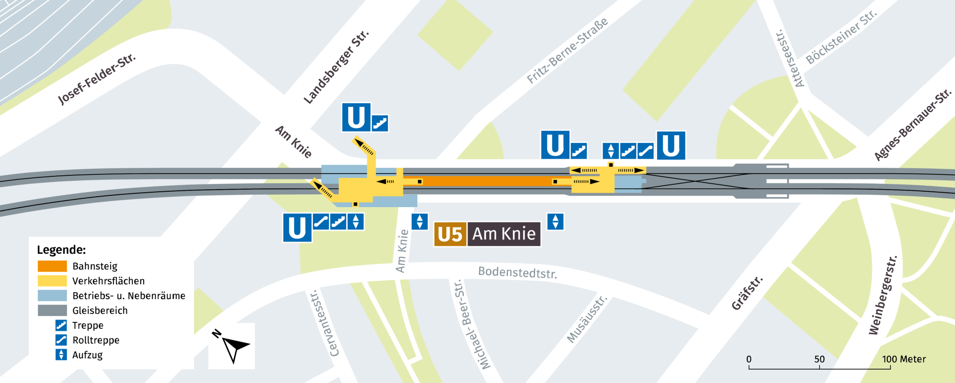 U-Bahnhof Am Knie, Lageplan: Baureferat