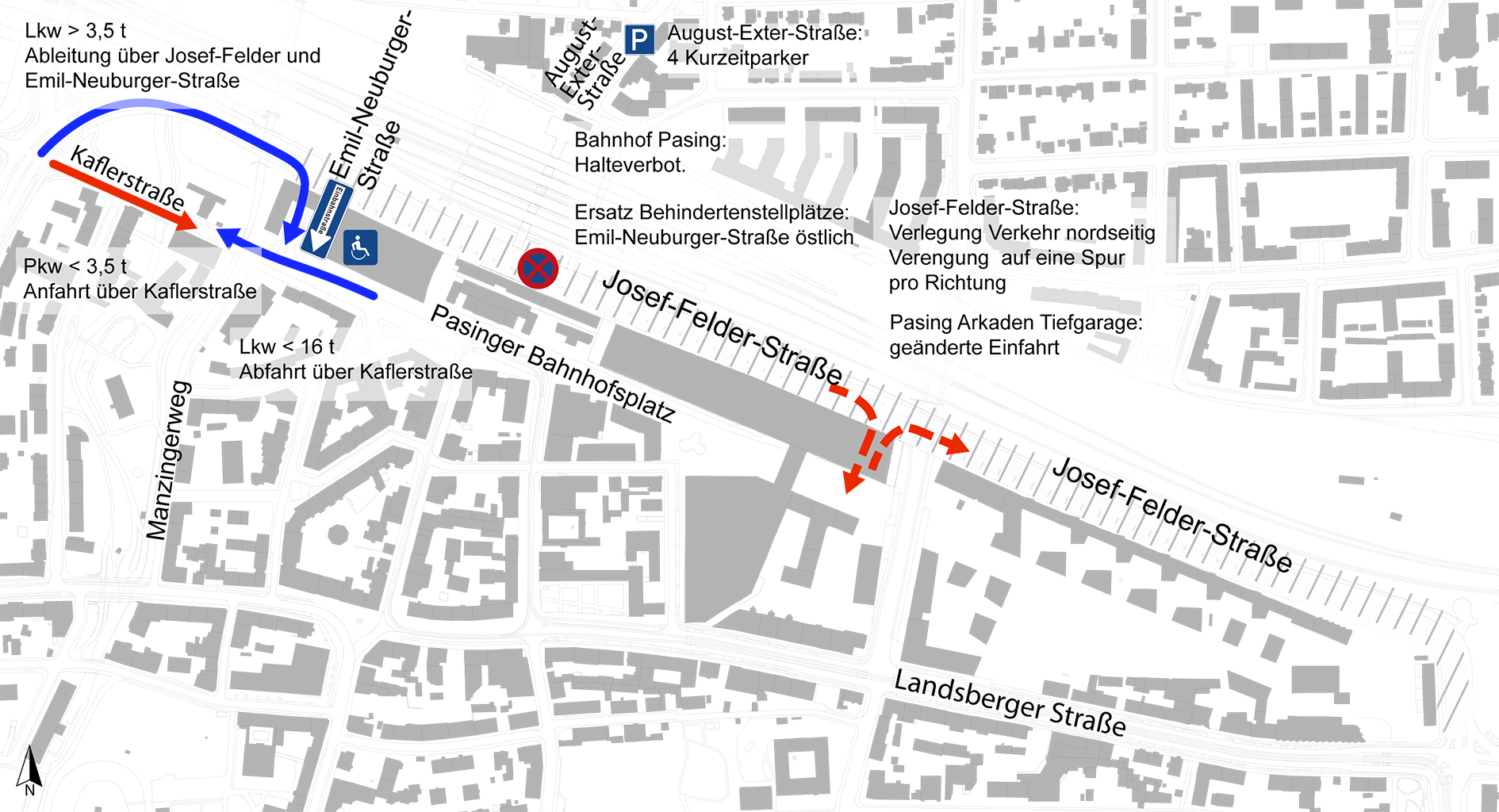 Bauarbeiten U5 Verlängerung, Verkehrsphasen Pasing, Januar 2025