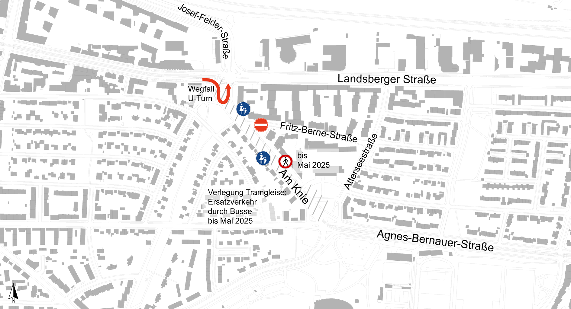 Bauarbeiten U5 Verlängerung, Verkehrsphasen Am Knie, Februar 2025