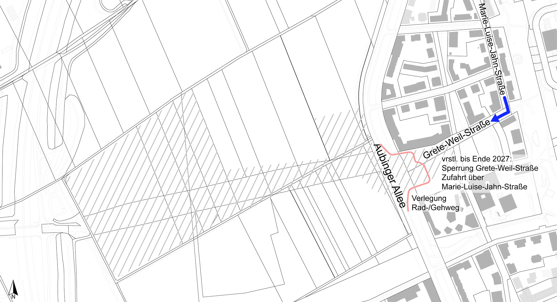 Bauarbeiten U5 Verlängerung, Verkehrphasen VHM Freiham, März 20