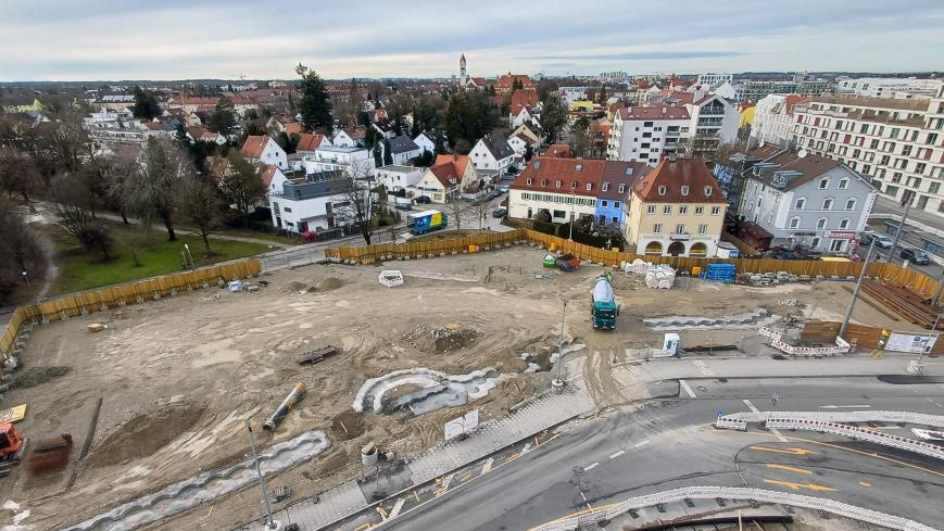 Blick auf Bauschablonen im Bereich Am Knie; Quelle: Baureferat Blick auf Bauschablonen im Bereich Am Knie; Quelle: Baureferat