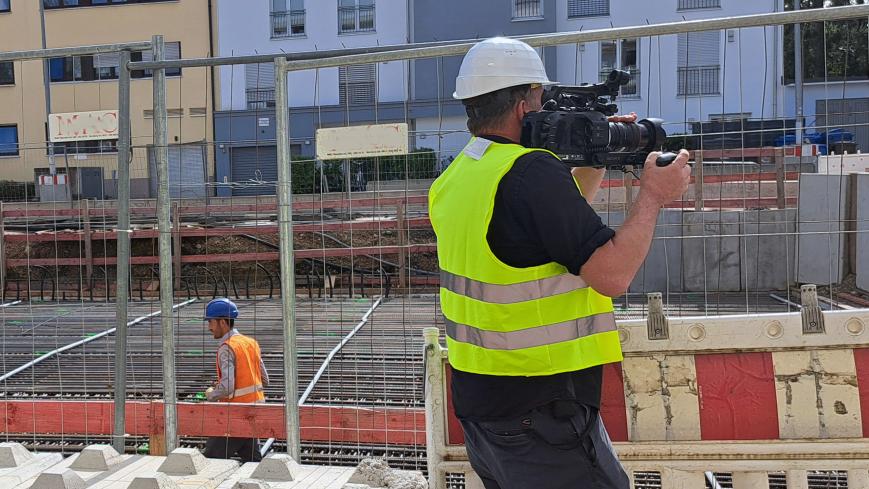 Kamerateam auf der U5-Baustelle; Quelle: Baureferat