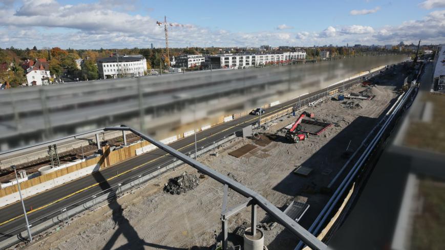 Webcam-Aufnahme zu den U5-Bauarbeiten am Bahnhof Pasing, Oktober 2025; Quelle Baureferat
