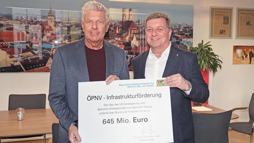 Übergabe U5 Förderbescheid im Rathaus. OB Diter Reiter und Verkehrsminister Christina Bernreiter; Quelle: Nagy/Presseamt