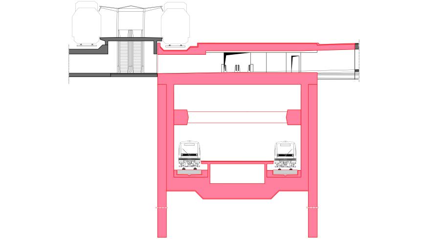 Schematischer Querschnitt U-Bahnhof Pasing; Quelle Baureferat