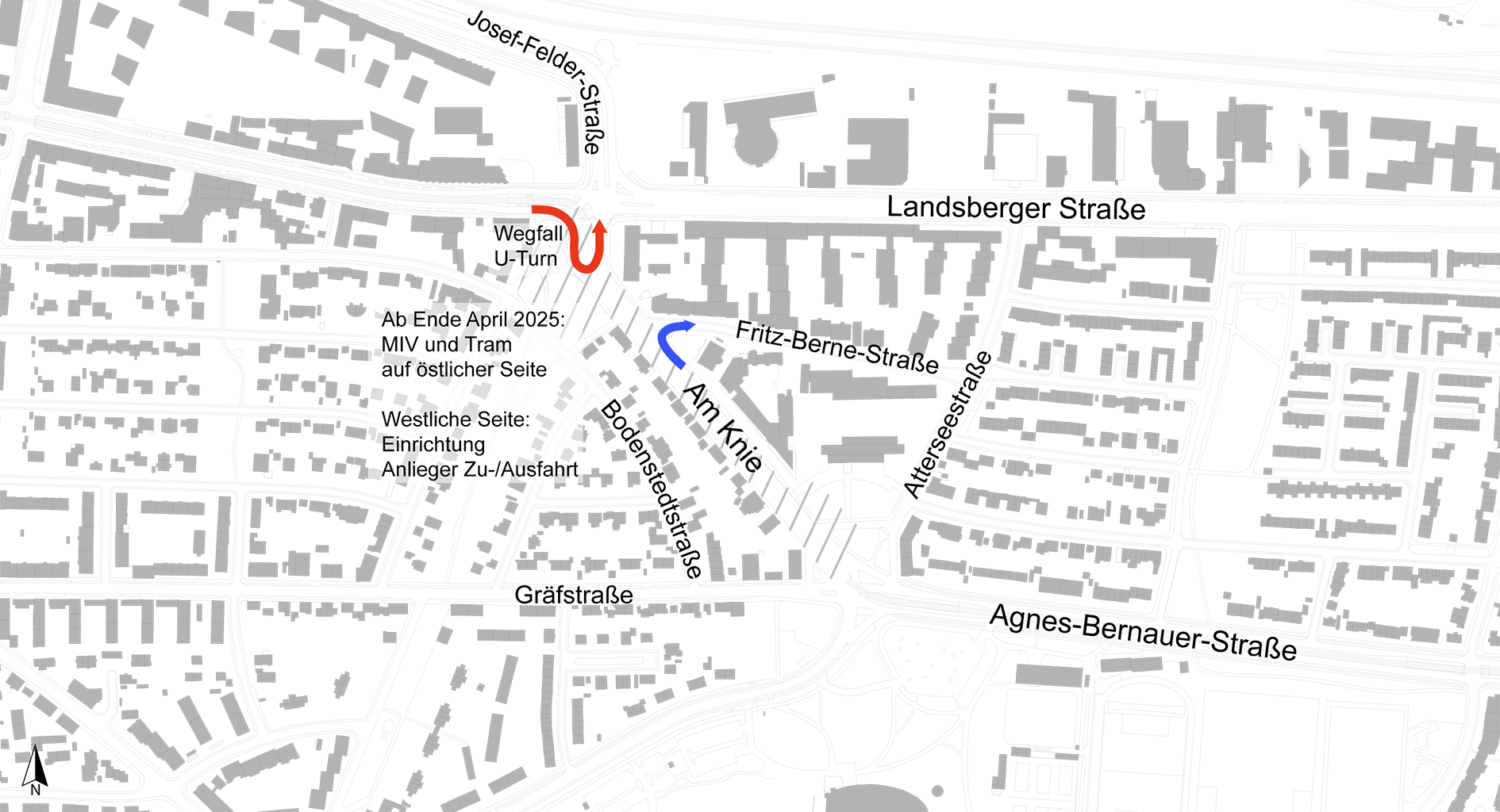 Bauarbeiten U5 Verlängerung, Verkehrsphasen Am Knie, April 2025