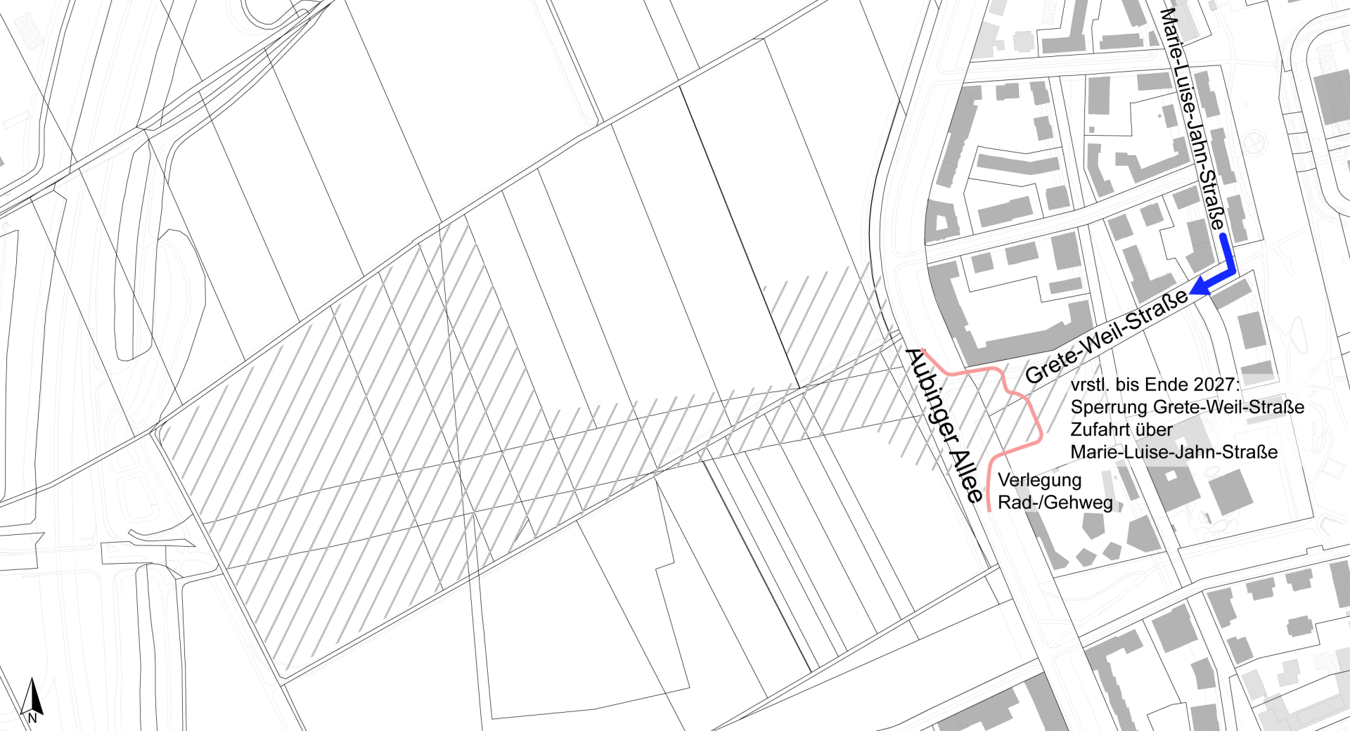 Bauarbeiten U5 Verlängerung, Verkehrphasen VHM Freiham, März 20