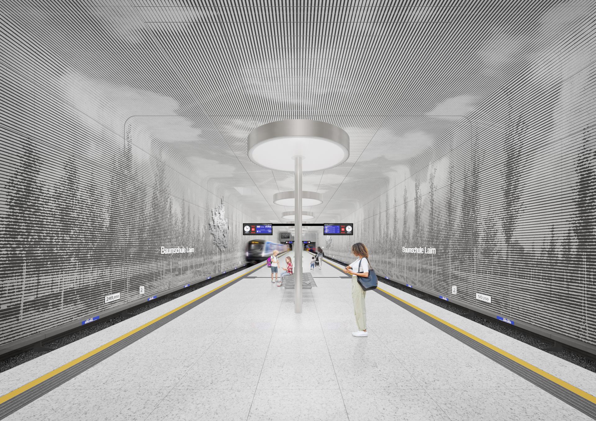 Der neue U-Bahnhof Baumschule Laim; Quelle: Architekturbüro allmannwappner
