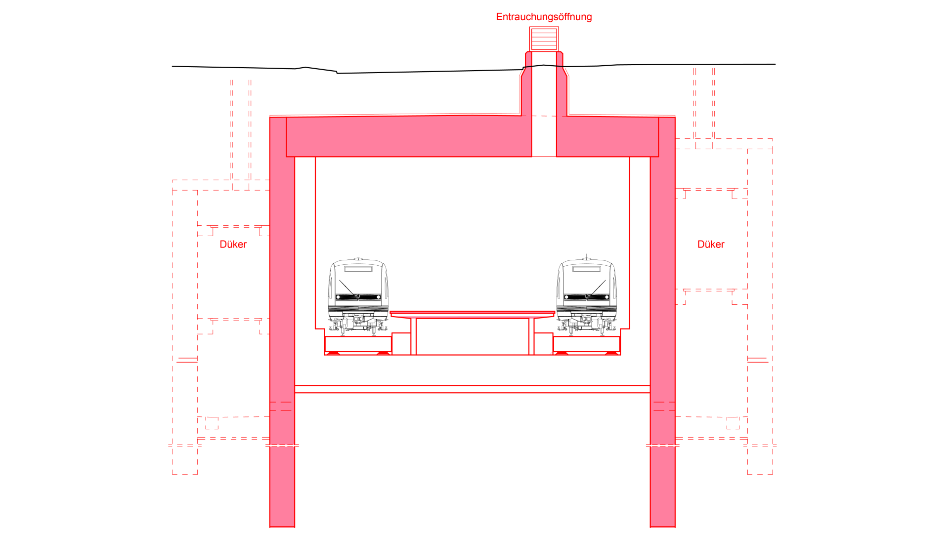 Schematischer Querschnitt U-Bahnhof; Quelle Baureferat