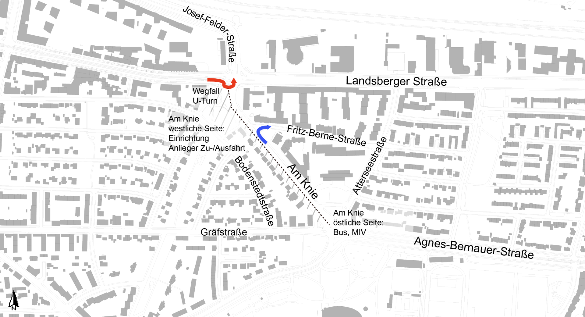 Lageplan zu den Bauarbeiten U5 Verlängerung im Bereich Am Knie, September 2025; Quelle: Baurefrat