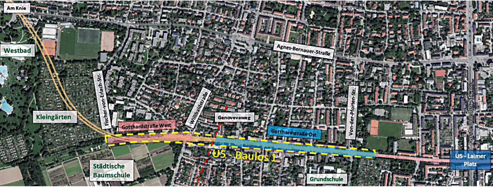 Abbildung 1, Beschluss des Bauausschusses „Verlängerung der U-Bahn-Linie 5-West von Laim nach Pasing – Oberflächenwiederherstellung der Gotthardstraße“ vom 10. Februar 2026